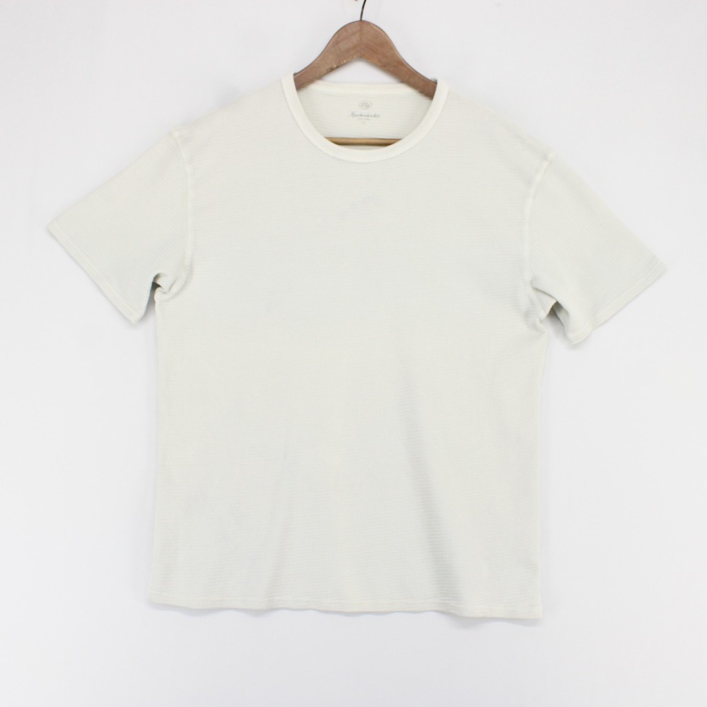 Knickerbocker T Shirt Mens XL Off White Waffle Short Sleeve Thermal Crew Neck